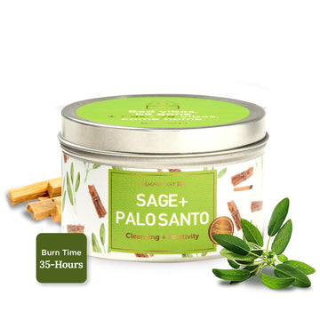 Magnificent 101 Long Lasting Sage + Palo Santo Scented Smudge Candle | 6 Oz - 35 Hour Burn | Soy Wax Candle for House Energy Cleansing & Manifestation | Positive Vibes Only